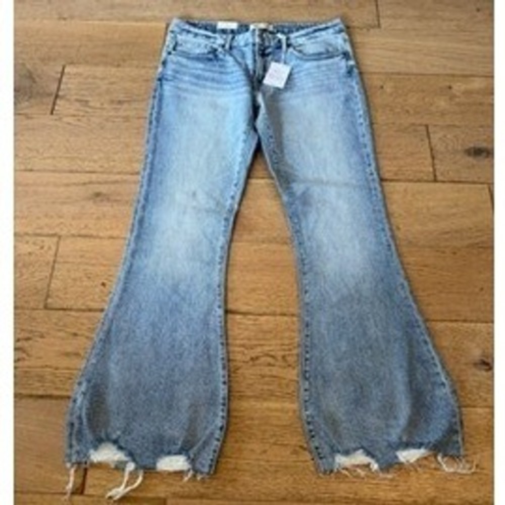 BKE Light Blue Distressed Flare Jeans